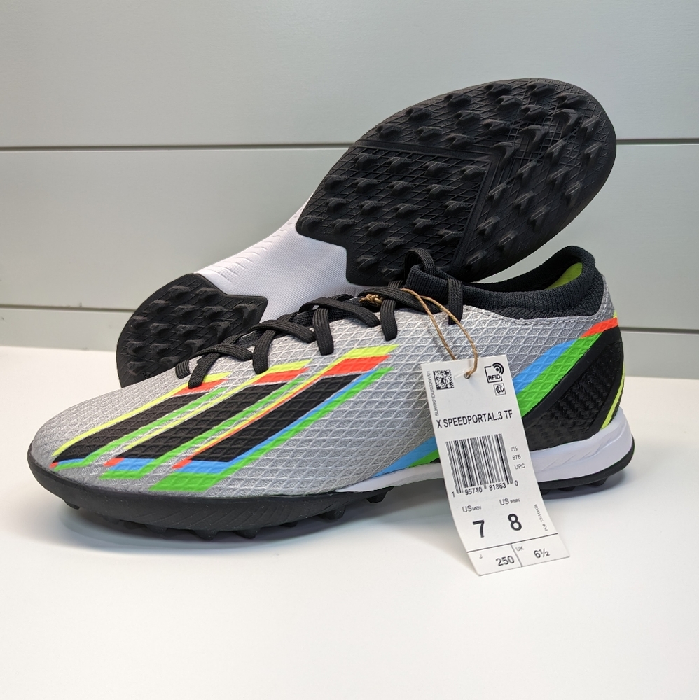 Adidas X Speedportal.3 Turf Silver Solar Black Soccer Futsal shoes size Men's 7